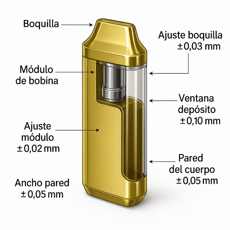 Diagrama: mapa de tolerancias para carcasa compatible con ACE Black Edition