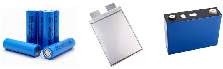 Tipos de celdas Li-ion (cilíndrica, prismática y pouch)