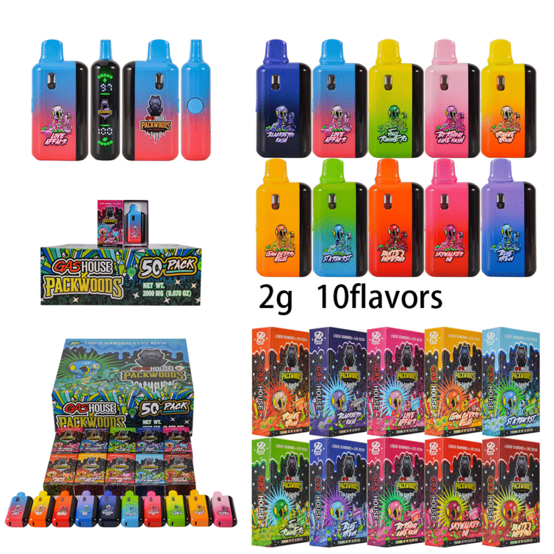 Nuevo Gas house X Packwoods V2 2g con pantalla digital | Venta al por mayor de vaporizadores de THC vacíos