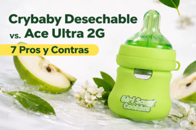 Portada del blog: Crybaby desechable vs Ace Ultra 2G, 7 pros y contras, dispositivo verde con manzana y flores