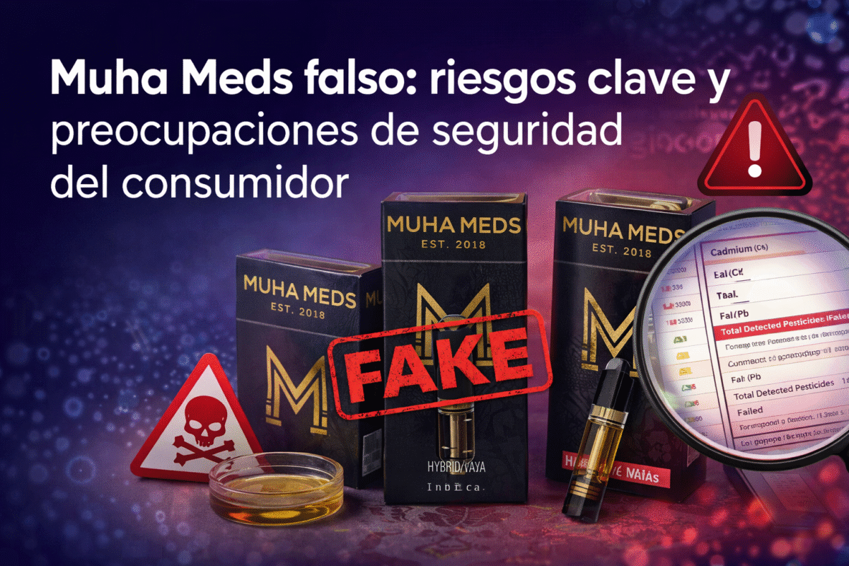 Portada del artículo sobre Muha Meds falso: riesgos para la salud y seguridad del consumidor.
