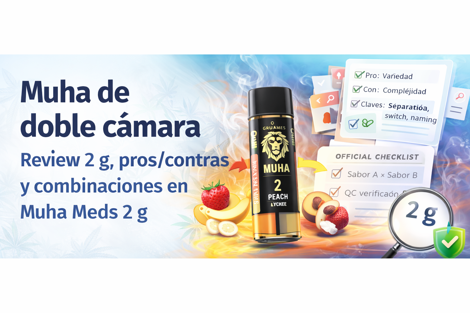 Muha de doble cámara: review 2 g y guía de combinaciones en Muha Meds 2 g (portada del blog)