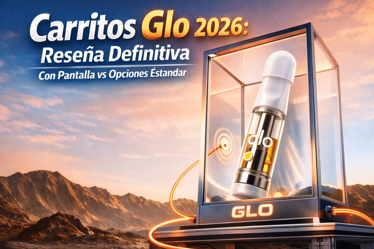 Portada de la reseña 2026 sobre carritos Glo: cartuchos con pantalla vs opciones estándar