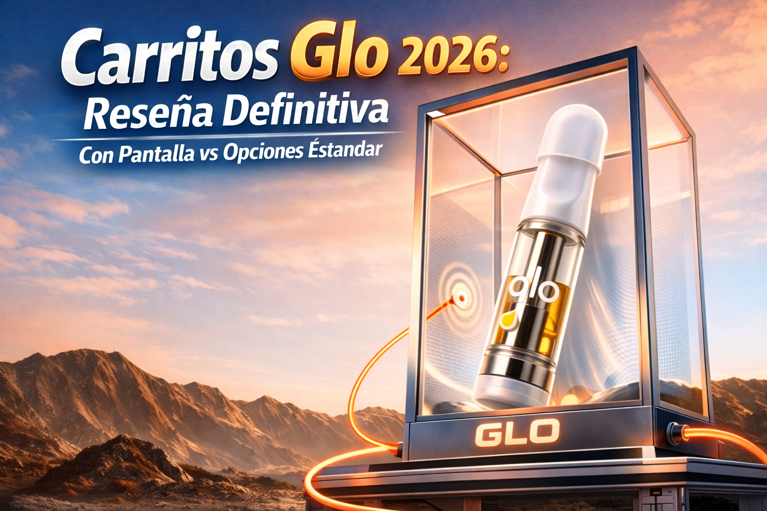 Portada de la reseña 2026 sobre carritos Glo: cartuchos con pantalla vs opciones estándar