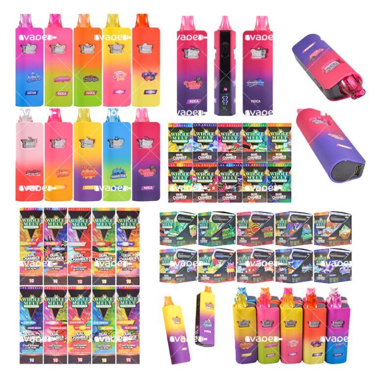 whole melt v7 desechable de doble cámara 0.5+0.5g vacío con pantalla, colores y sabores dobles