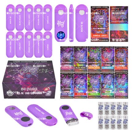 desechable Wizard Trees de 2 g vacío — collage de empaque, dispositivo y 10 sabores