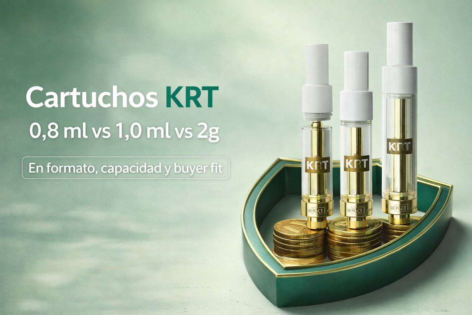 Comparativa visual de cartuchos KRT de 0,8 ml, 1,0 ml y 2g