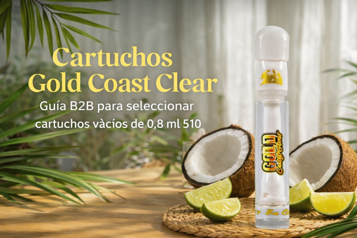 Portada horizontal de Gold Coast Clear con cartucho vacío 510 de 0,8 ml para guía B2B