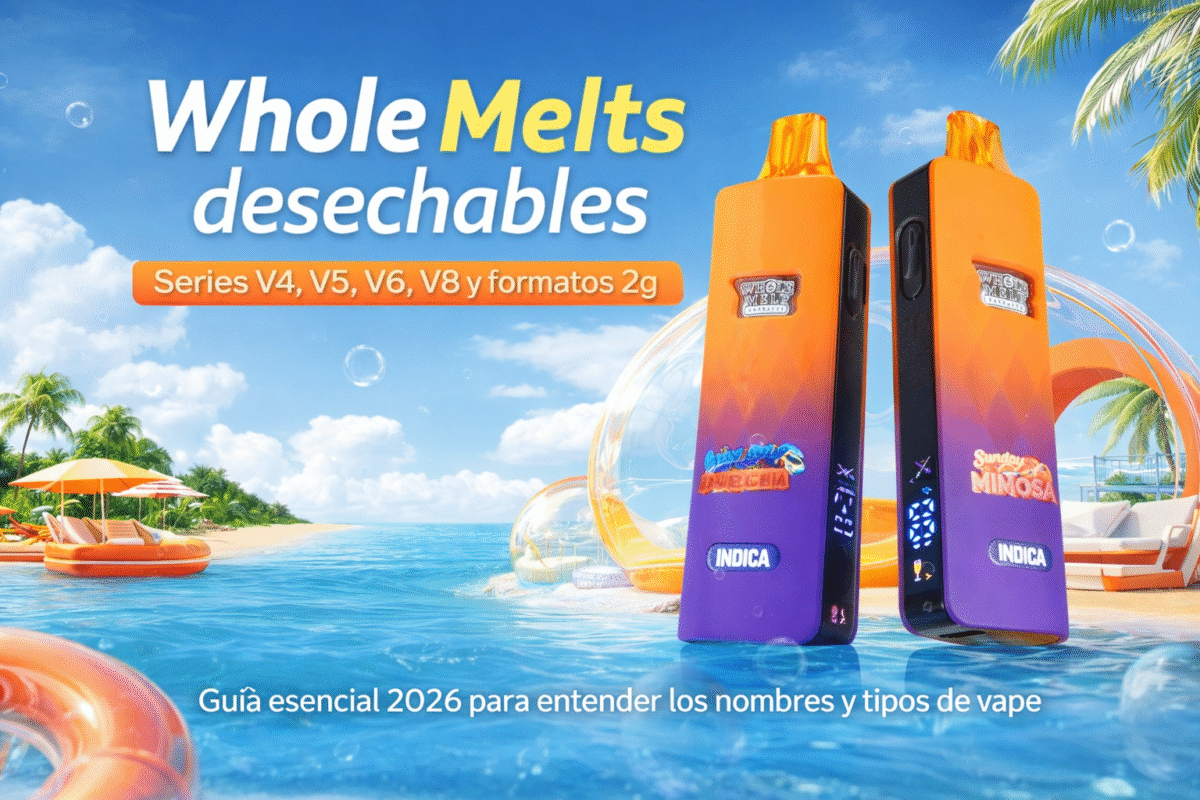 Whole Melts desechables: guía 2026 de series V4, V5, V6, V8 y formatos 2g