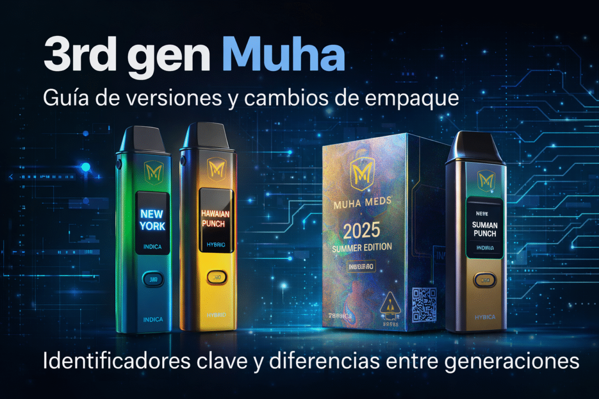 Portada de 3rd gen Muha con dispositivos y caja de empaque, guía de versiones e identificadores clave