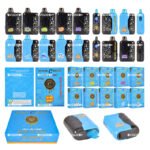 Collage de Cookies x Muha Meds desechable 2g vacío con 10 sabores, empaque y especificaciones del dispositivo.