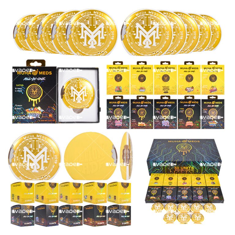 muha meds x lemonade 2ml desechable vacío, empaque y componentes del producto