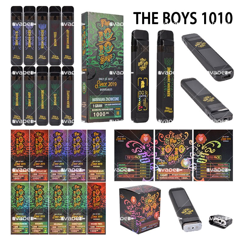 Collage del 10/10 Boys vape desechable 1g vacío con pantalla, empaque y dispositivo