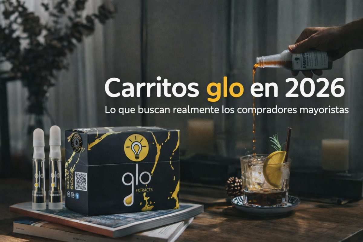 Carritos glo en 2026: cartuchos y caja glo sobre una mesa en una portada editorial.