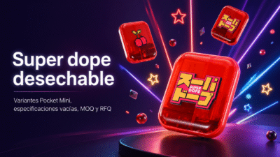 Portada de super dope desechable con variantes Pocket Mini para guía B2B sobre MOQ y RFQ