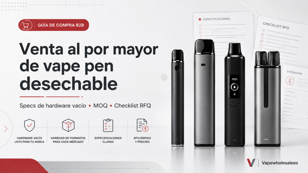 Guía B2B de venta al por mayor de vape pen desechable con hardware vacío, MOQ y checklist RFQ
