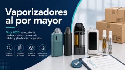 Portada de la guía 2026 sobre vaporizadores al por mayor, hardware vacío, controles de calidad y planificación de pedidos.