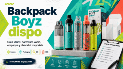 Portada de Backpack Boyz dispo con hardware vacío, empaque y checklist mayorista para una guía 2026.