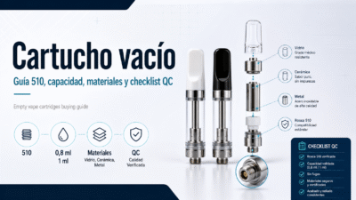 Imagen de portada de la guía cartucho vacío 510 con capacidad 0,8 ml/1 ml, materiales y checklist QC.
