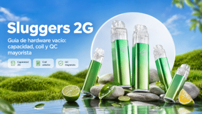 Sluggers 2G en portada de guía B2B sobre hardware vacío, capacidad, coil y QC mayorista