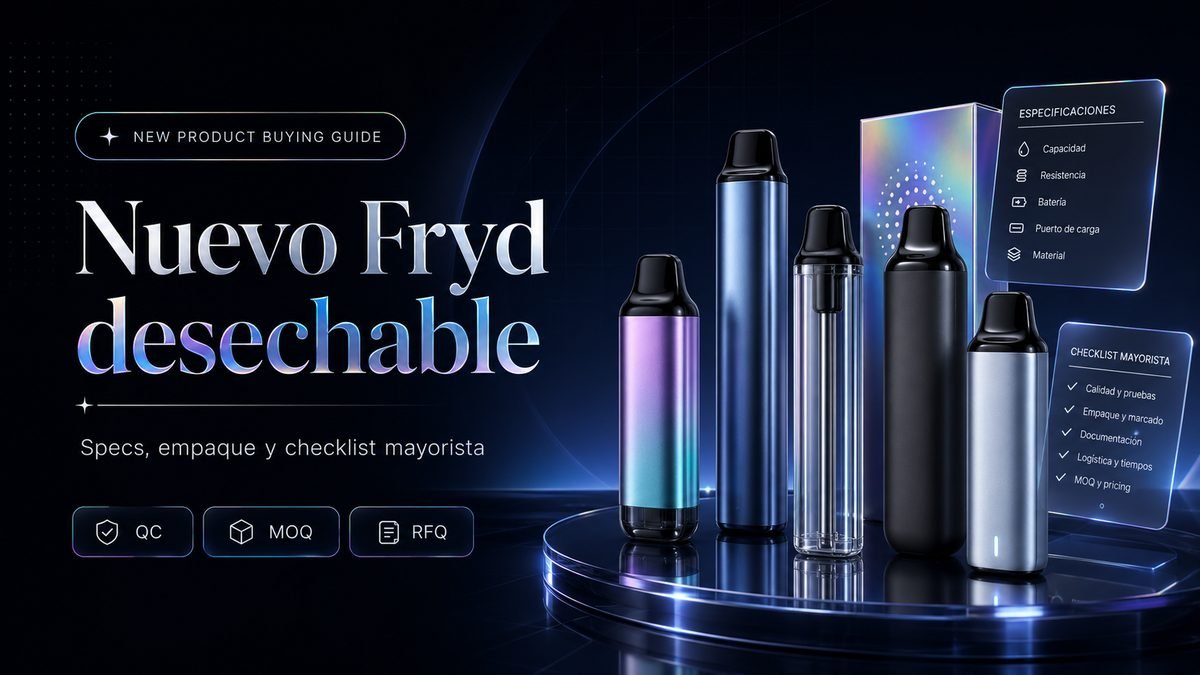 Portada de blog sobre el nuevo Fryd desechable con specs, empaque, QC, MOQ y RFQ para compradores mayoristas