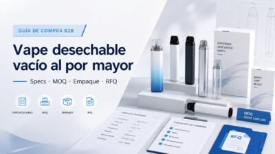 Portada de guía B2B sobre vape desechable vacío al por mayor, specs, MOQ, empaque y RFQ