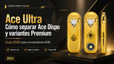 Portada de Ace Ultra 2026 con dispositivos dorados para separar Ace Dispo y variantes Premium
