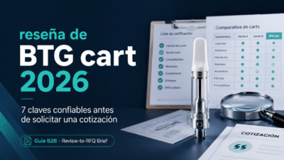 Portada de reseña de BTG cart 2026 con checklist B2B, comparativa de carts y documento de cotización
