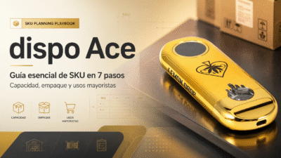 dispo Ace con diseño dorado para una guía de planificación de SKU, capacidad, empaque y usos mayoristas