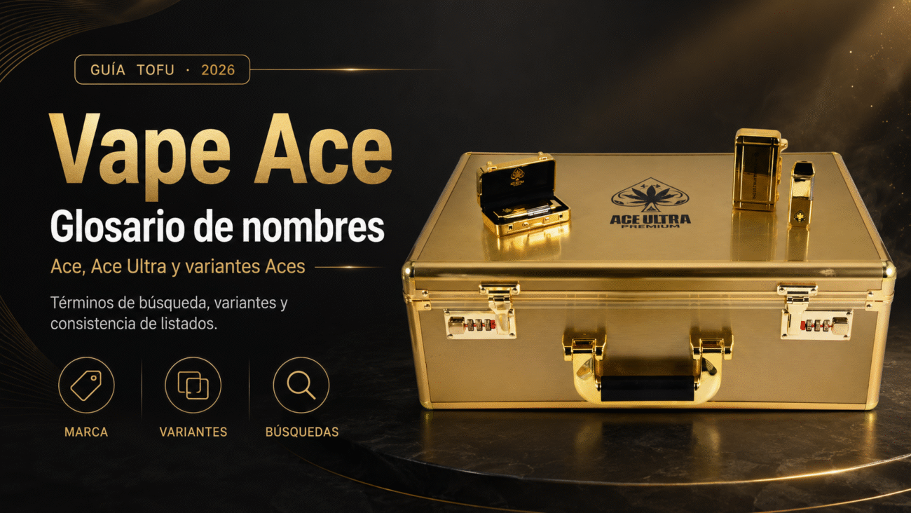 Portada del blog vape ace con maletín Ace Ultra Premium y glosario de nombres, variantes y búsquedas.