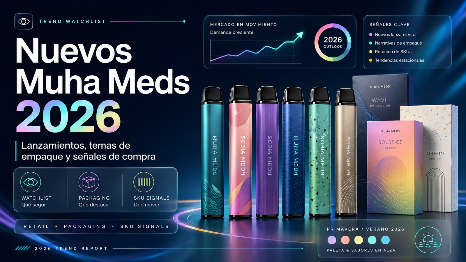 Nuevos Muha Meds 2026 con dispositivos vacíos, empaques temáticos y señales retail para watchlist de lanzamientos