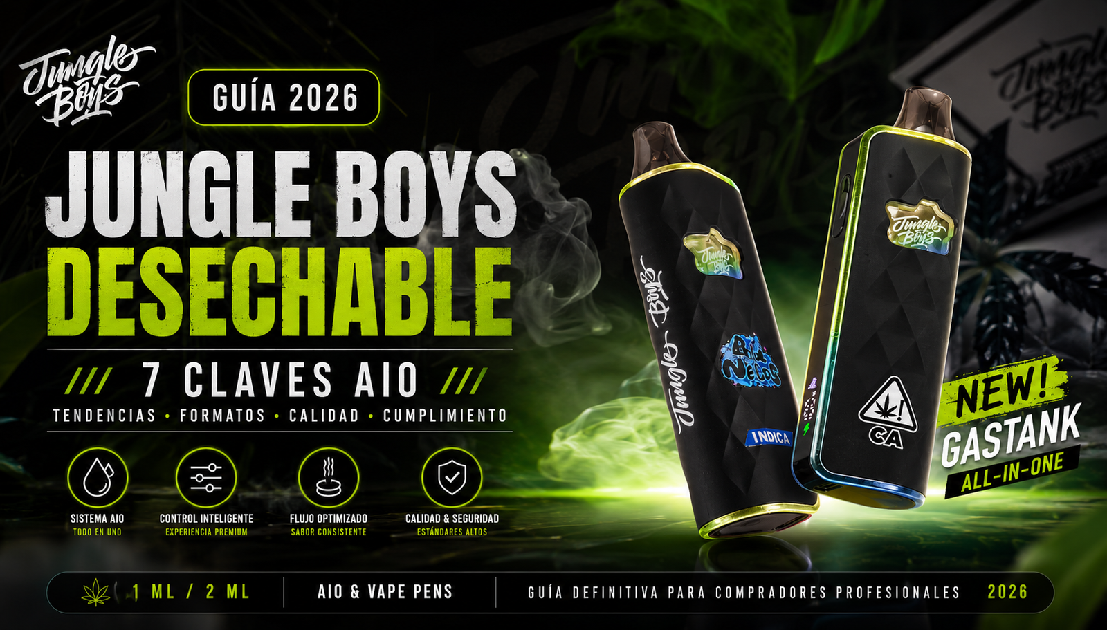 Jungle Boys desechable AIO con dos vape pens y guía 2026
