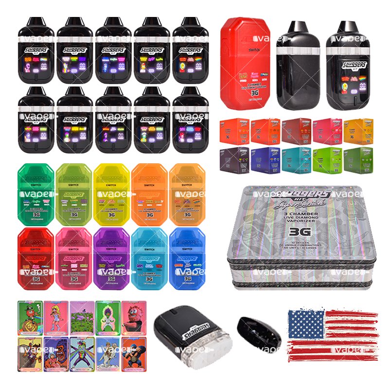 Sluggers Hit Switch desechable 3G USA con sabores, empaque y accesorios