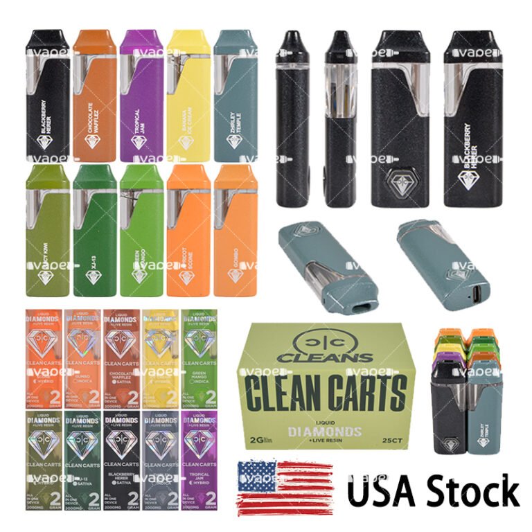 Dispositivos y empaques Clean Carts Spring Green vape desechable de 2g stock en USA