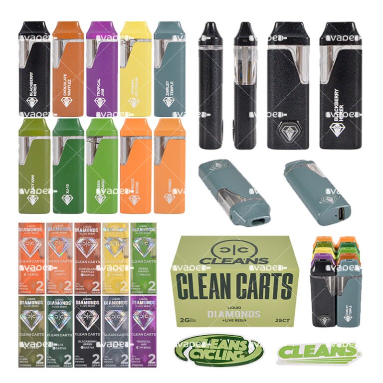 Clean Carts Spring Green Edition vape pen desechable de 2g con dispositivos de varios colores y empaques