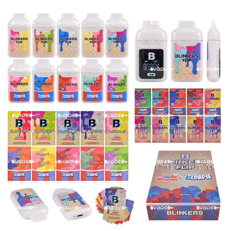 Colección Blinkers Flip Ice Cream 2G vape pen desechable con dispositivos blancos, cajas y diseños de sabores