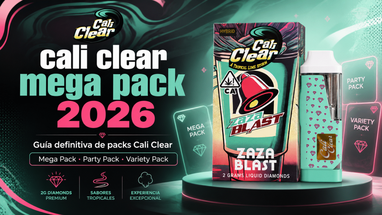 Portada de cali clear mega pack 2026 con producto Cali Clear y referencias a Mega Pack, Party Pack y Variety Pack.