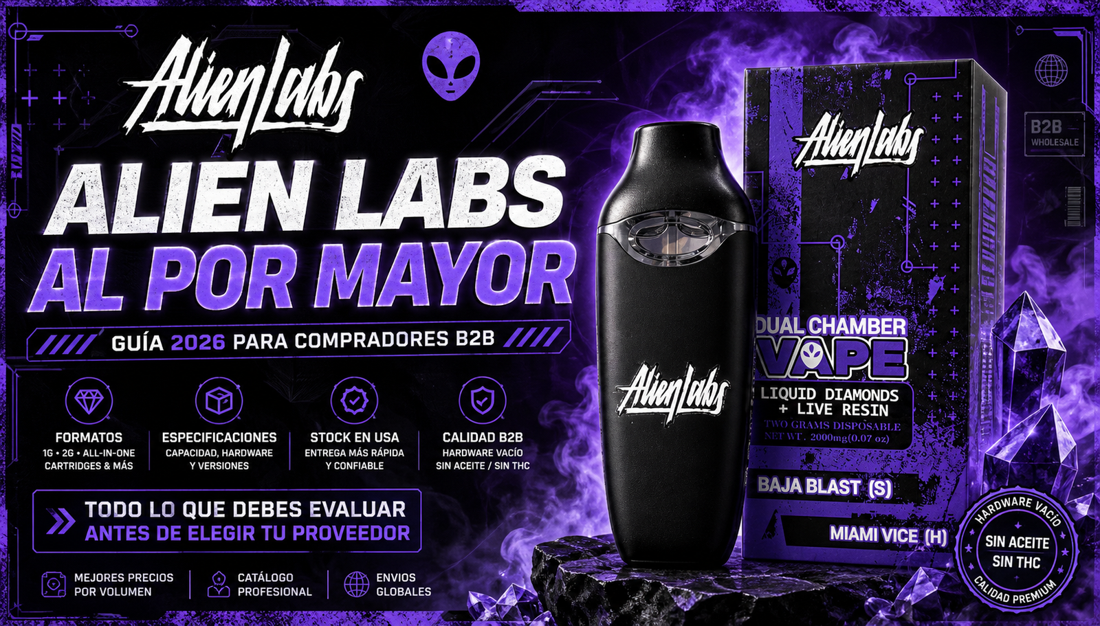 Alien Labs al por mayor: guía B2B 2026 sobre formatos y especificaciones de vape