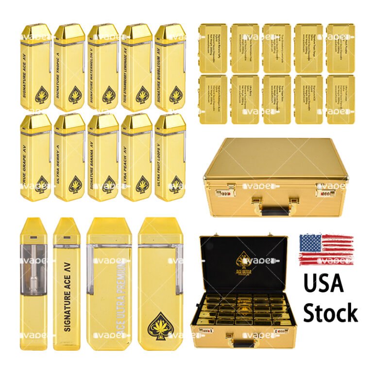 Ace Ultra Gold Gen 5 2g vape desechable USA Stock con dispositivos dorados, cajas y expositor