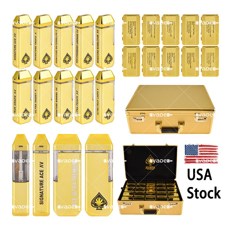 Ace Ultra Gold Gen 5 2g vape desechable USA Stock con dispositivos dorados, cajas y expositor