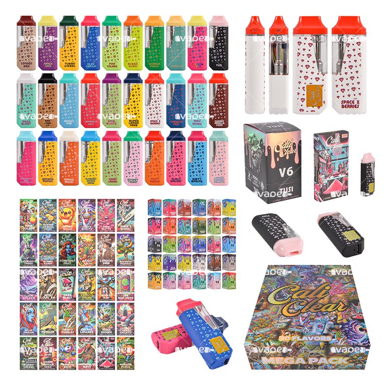 Cali Clear Mega Pack vape desechable 2g con 30 sabores y dispositivos de colores