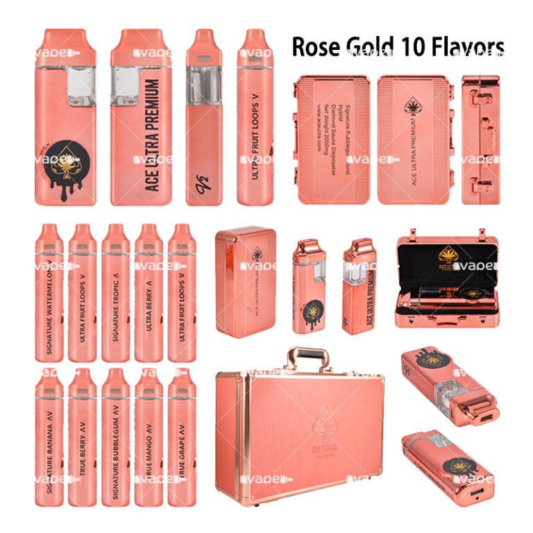 Ace Ultra Premium Oro Rosa 2G vape desechable vacío de 2ML con dispositivo y empaque