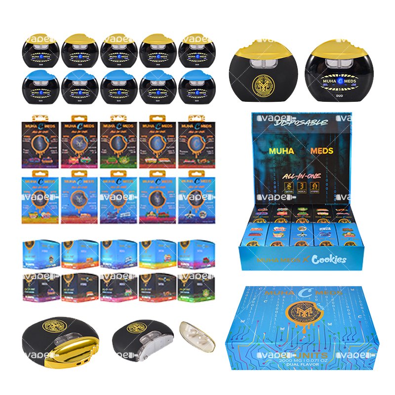 Muha Meds X Cookies Desechable 2G Vape Redondo con empaque y dispositivos vacíos